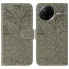 For Xiaomi Poco F7 Pro / Redmi K80 Lace Flower Embossing Flip Leather Phone Case(Grey) - 1