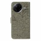 For Xiaomi Poco F7 Pro / Redmi K80 Lace Flower Embossing Flip Leather Phone Case(Grey) - 3