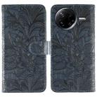 For Xiaomi Poco F7 Pro / Redmi K80 Lace Flower Embossing Flip Leather Phone Case(Dark Blue) - 1