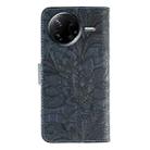 For Xiaomi Poco F7 Pro / Redmi K80 Lace Flower Embossing Flip Leather Phone Case(Dark Blue) - 3