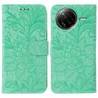 For Xiaomi Poco F7 Ultra / Redmi K80 Pro Lace Flower Embossing Flip Leather Phone Case(Green) - 1