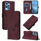 For Oukitel C32 Crossbody 3D Embossed Flip Leather Phone Case(Wine Red) - 1