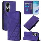 For Oukitel C38 Crossbody 3D Embossed Flip Leather Phone Case(Purple) - 1