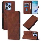 For Oukitel C50 Crossbody 3D Embossed Flip Leather Phone Case(Brown) - 1