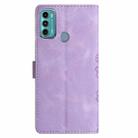 For Motorola Moto G60 4G Cherry Blossom Butterfly Skin Feel Embossed PU Phone Case(Purple) - 3