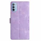 For Motorola Moto G62 5G Cherry Blossom Butterfly Skin Feel Embossed PU Phone Case(Purple) - 3