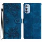 For Motorola Moto G62 5G Cherry Blossom Butterfly Skin Feel Embossed PU Phone Case(Blue) - 1