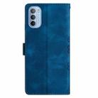 For Motorola Moto G62 5G Cherry Blossom Butterfly Skin Feel Embossed PU Phone Case(Blue) - 3