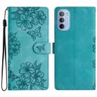 For Motorola Moto G62 5G Cherry Blossom Butterfly Skin Feel Embossed PU Phone Case(Green) - 1