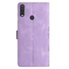 For Motorola One Action Cherry Blossom Butterfly Skin Feel Embossed PU Phone Case(Purple) - 3