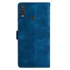 For Motorola One Action Cherry Blossom Butterfly Skin Feel Embossed PU Phone Case(Blue) - 3