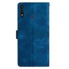 For Motorola Moto E 2020 Cherry Blossom Butterfly Skin Feel Embossed PU Phone Case(Blue) - 3