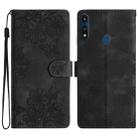 For Motorola Moto E 2020 Cherry Blossom Butterfly Skin Feel Embossed PU Phone Case(Black) - 1