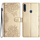 For Motorola Moto E 2020 Cherry Blossom Butterfly Skin Feel Embossed PU Phone Case(Gold) - 1