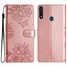 For Motorola Moto E 2020 Cherry Blossom Butterfly Skin Feel Embossed PU Phone Case(Rose Gold) - 1