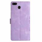 For Motorola Moto E6 Play Cherry Blossom Butterfly Skin Feel Embossed PU Phone Case(Purple) - 3