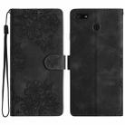 For Motorola Moto E6 Play Cherry Blossom Butterfly Skin Feel Embossed PU Phone Case(Black) - 1