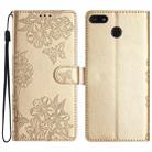 For Motorola Moto E6 Play Cherry Blossom Butterfly Skin Feel Embossed PU Phone Case(Gold) - 1