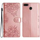 For Motorola Moto E6 Play Cherry Blossom Butterfly Skin Feel Embossed PU Phone Case(Rose Gold) - 1