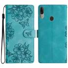 For Motorola Moto E6 Plus Cherry Blossom Butterfly Skin Feel Embossed PU Phone Case(Green) - 1