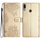 For Motorola Moto E6 Plus Cherry Blossom Butterfly Skin Feel Embossed PU Phone Case(Gold) - 1