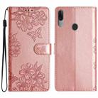 For Motorola Moto E6 Plus Cherry Blossom Butterfly Skin Feel Embossed PU Phone Case(Rose Gold) - 1