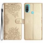 For Motorola Moto E20 / E30 / E40 Cherry Blossom Butterfly Skin Feel Embossed PU Phone Case(Gold) - 1