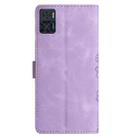 For Motorola Moto E22 Cherry Blossom Butterfly Skin Feel Embossed PU Phone Case(Purple) - 3