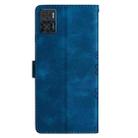 For Motorola Moto E22 Cherry Blossom Butterfly Skin Feel Embossed PU Phone Case(Blue) - 3