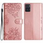 For Motorola Moto E22 Cherry Blossom Butterfly Skin Feel Embossed PU Phone Case(Rose Gold) - 1