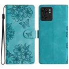 For Motorola Edge 40 Cherry Blossom Butterfly Skin Feel Embossed PU Phone Case(Green) - 1