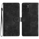 For Motorola Edge 40 Cherry Blossom Butterfly Skin Feel Embossed PU Phone Case(Black) - 1