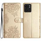 For Motorola Edge 40 Cherry Blossom Butterfly Skin Feel Embossed PU Phone Case(Gold) - 1