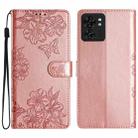 For Motorola Edge 40 Cherry Blossom Butterfly Skin Feel Embossed PU Phone Case(Rose Gold) - 1