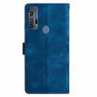 For Motorola Edge+ 2020 Cherry Blossom Butterfly Skin Feel Embossed PU Phone Case(Blue) - 3