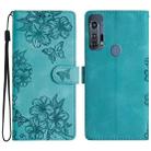 For Motorola Edge+ 2020 Cherry Blossom Butterfly Skin Feel Embossed PU Phone Case(Green) - 1