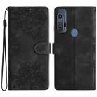 For Motorola Edge+ 2020 Cherry Blossom Butterfly Skin Feel Embossed PU Phone Case(Black) - 1
