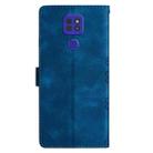 For Motorola Moto G9 / G9 Play Cherry Blossom Butterfly Skin Feel Embossed PU Phone Case(Blue) - 3