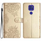 For Motorola Moto G9 / G9 Play Cherry Blossom Butterfly Skin Feel Embossed PU Phone Case(Gold) - 1