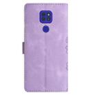 For Motorola Moto E7 Plus Cherry Blossom Butterfly Skin Feel Embossed PU Phone Case(Purple) - 3