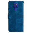 For Motorola Moto E7 Plus Cherry Blossom Butterfly Skin Feel Embossed PU Phone Case(Blue) - 3