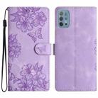 For Motorola Moto G10 / G30 / G20 Cherry Blossom Butterfly Skin Feel Embossed PU Phone Case(Purple) - 1