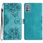 For Motorola Moto G10 / G30 / G20 Cherry Blossom Butterfly Skin Feel Embossed PU Phone Case(Green) - 1