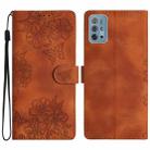 For Motorola Moto G10 / G30 / G20 Cherry Blossom Butterfly Skin Feel Embossed PU Phone Case(Brown) - 1