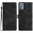 For Motorola Moto G10 / G30 / G20 Cherry Blossom Butterfly Skin Feel Embossed PU Phone Case(Black) - 1