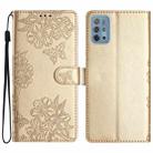 For Motorola Moto G10 / G30 / G20 Cherry Blossom Butterfly Skin Feel Embossed PU Phone Case(Gold) - 1