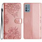 For Motorola Moto G10 / G30 / G20 Cherry Blossom Butterfly Skin Feel Embossed PU Phone Case(Rose Gold) - 1