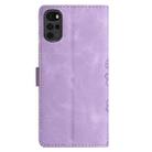 For Motorola Moto G22 Cherry Blossom Butterfly Skin Feel Embossed PU Phone Case(Purple) - 3