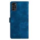 For Motorola Moto G22 Cherry Blossom Butterfly Skin Feel Embossed PU Phone Case(Blue) - 3