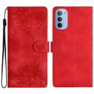 For Motorola Moto G31 / G41 Cherry Blossom Butterfly Skin Feel Embossed PU Phone Case(Red) - 1